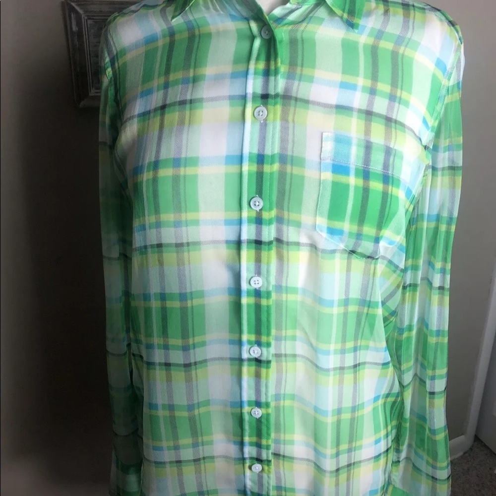 Equipment Button Down Size M Plaid 100% Silk